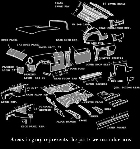 1955 ford thunderbird sheet metal|Ford Thunderbird exterior metal.